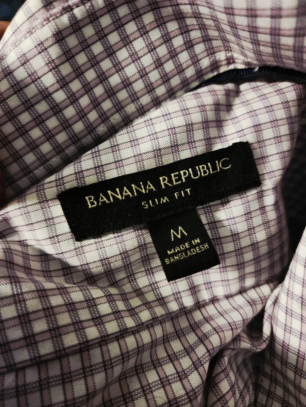 Banana Republic 100% Cotton Tailored Slim Fit Purple Plaid Button Shirt Medium M